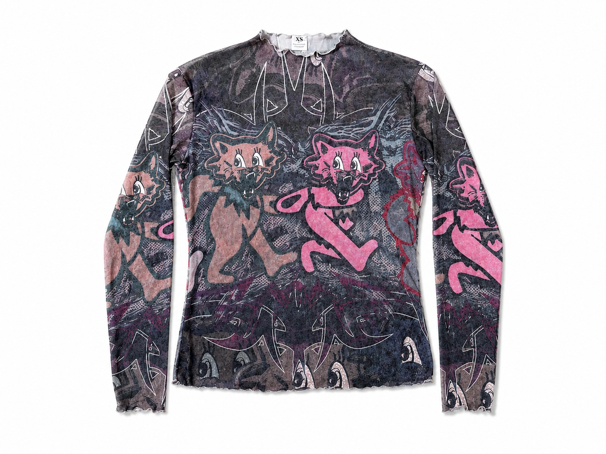 "Tribal Bunnycat" Mesh Tee