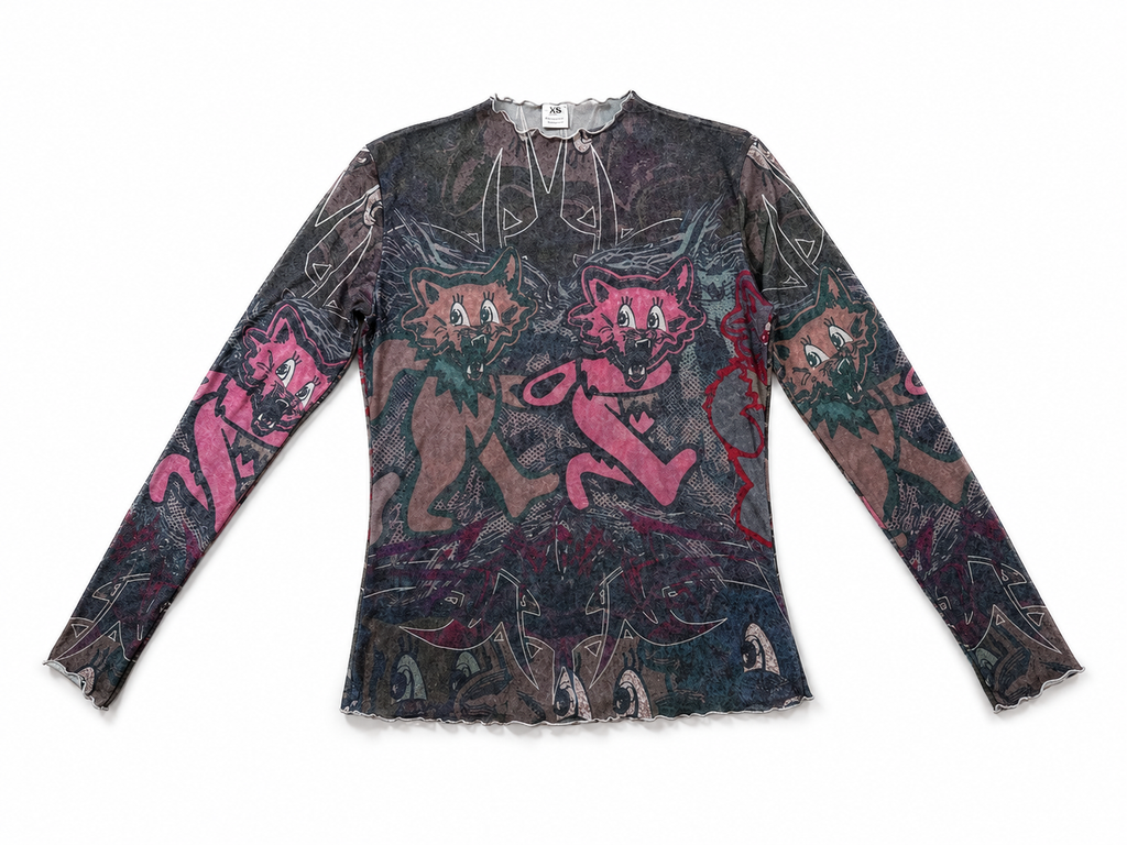 "Tribal Bunnycat" Mesh Tee