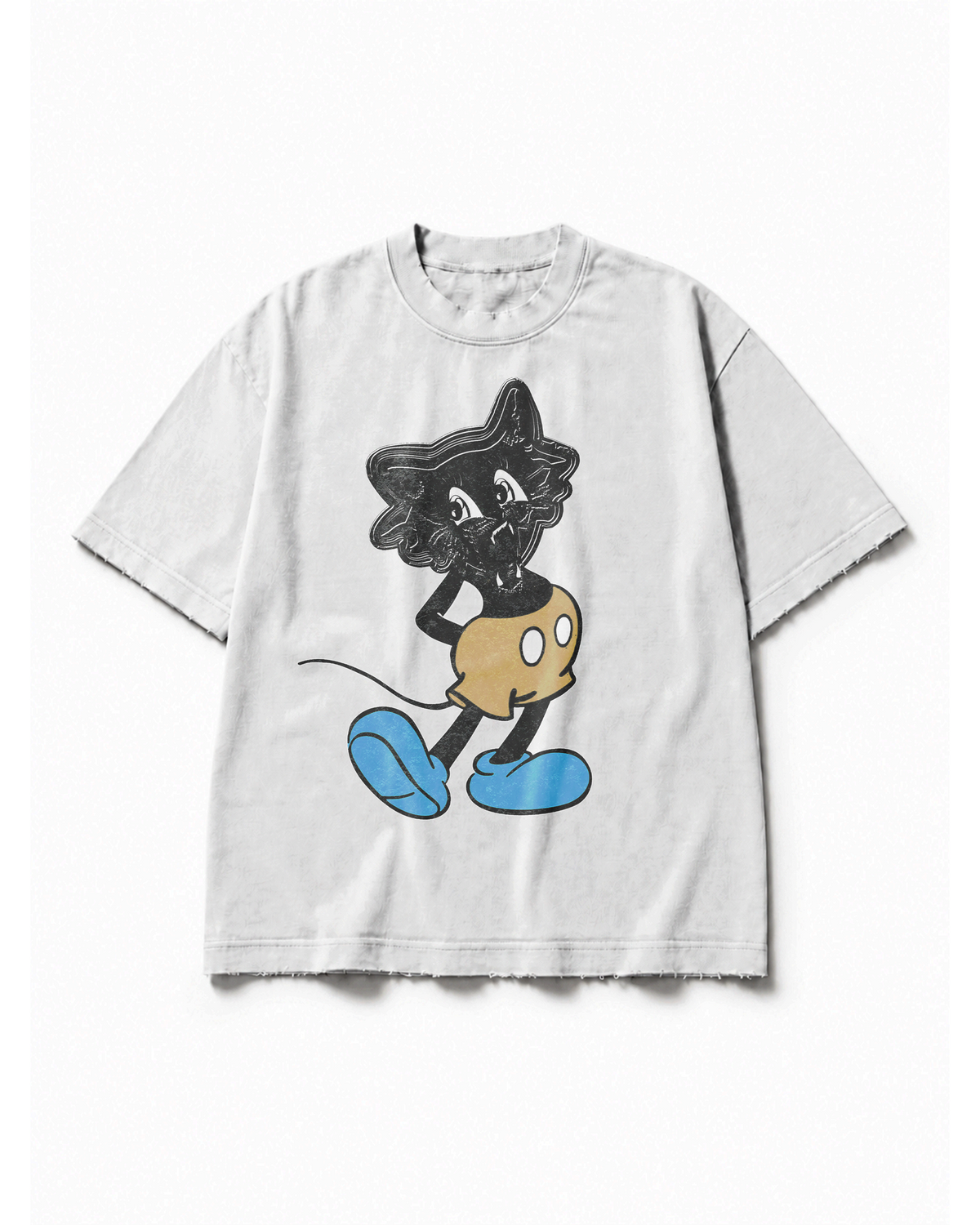 Sinchy Mouse ( White Heavyweight Vintage Washed Frayed shirt)