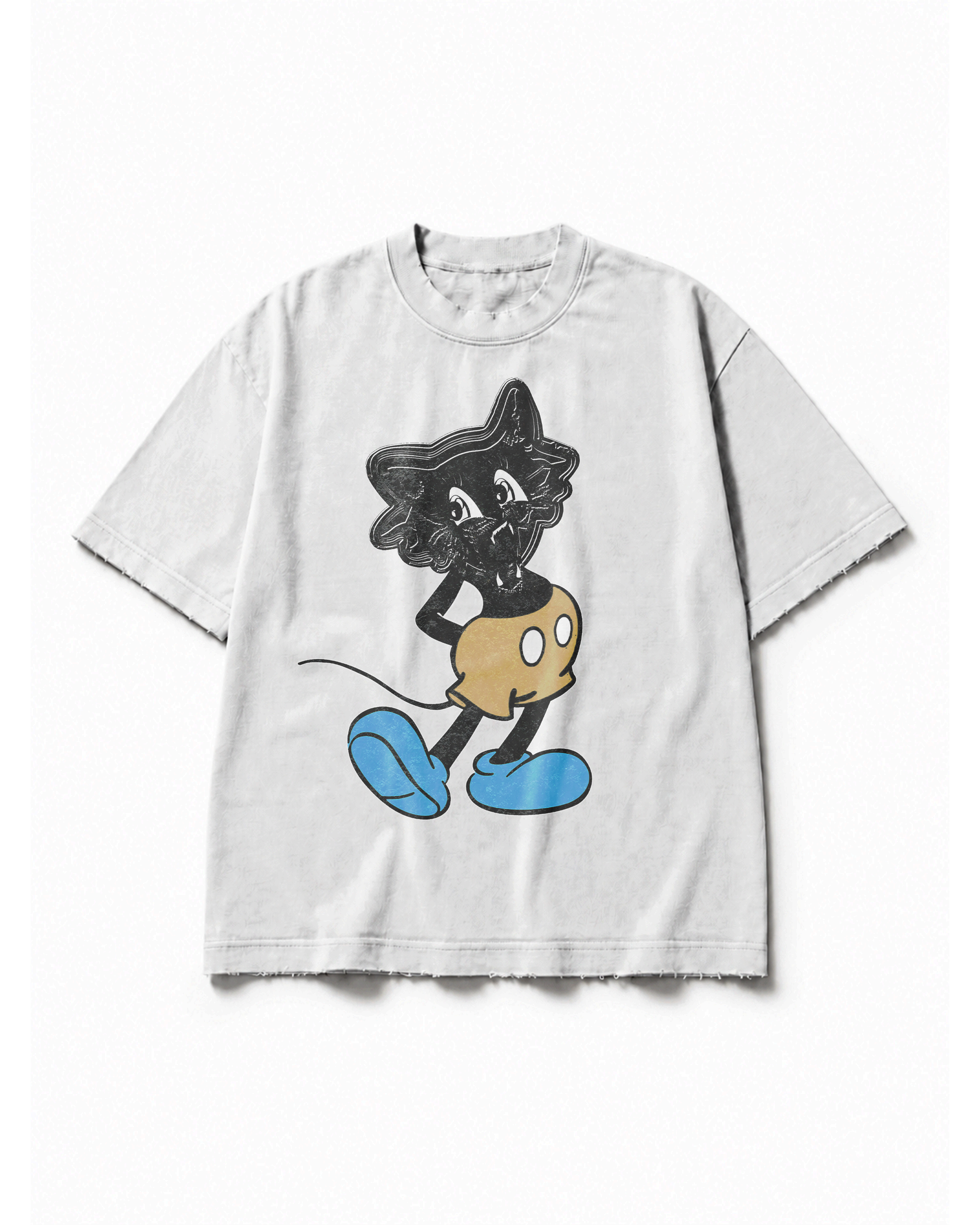 Sinchy Mouse ( White Heavyweight Vintage Washed Frayed shirt)